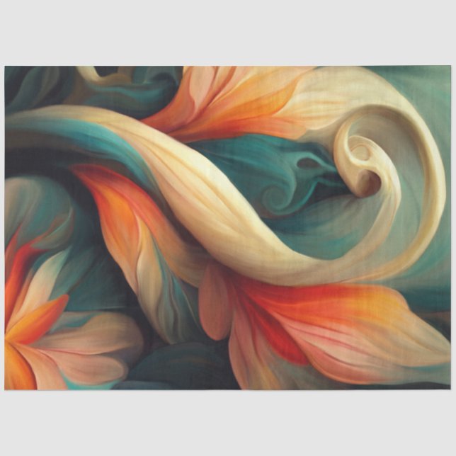 Floral Swirl Design Decoupage Art Painting Tissue Paper (Front)