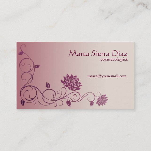 Floral Swirl Edge Business Card (Front)