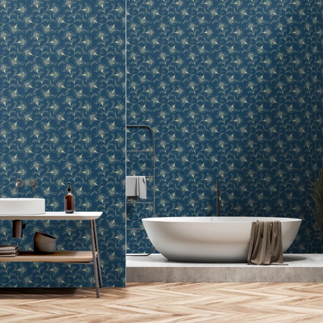 Floral Swirl Pattern Wallpaper (Bathroom)