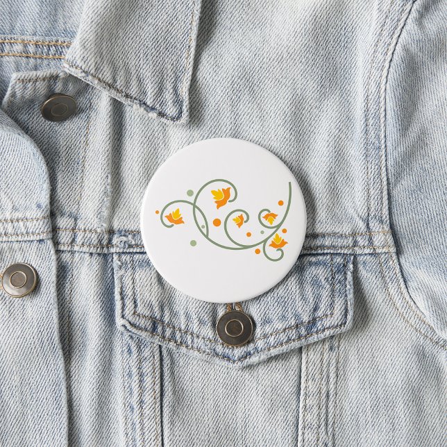 Floral Swirl Pattern with Orange and Yellow Flower Button (Creator Uploaded)