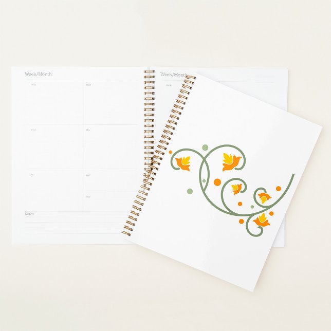 Floral Swirl Pattern with Orange and Yellow Flower Planner (Creator Uploaded)