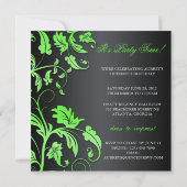 Floral Swirl Quinceañera Invite With Jeweled Bow (Back)