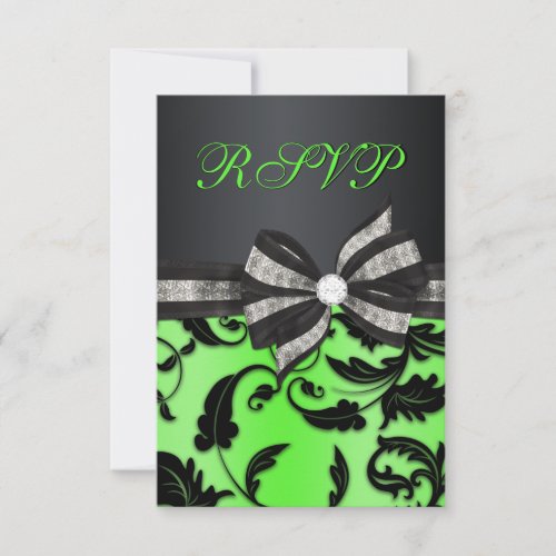 Floral Swirl RSVP With Jeweled Bow