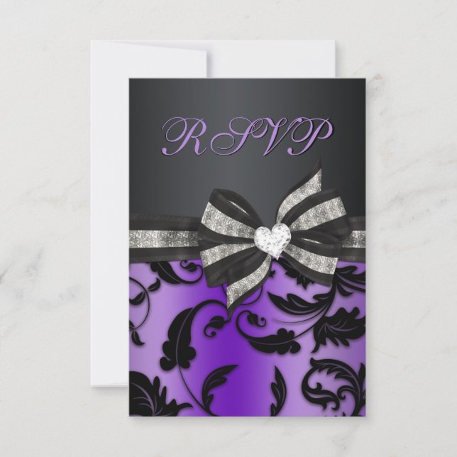 Floral Swirl RSVP With Jeweled Bow (Front)