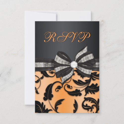Floral Swirl RSVP With Jeweled Bow