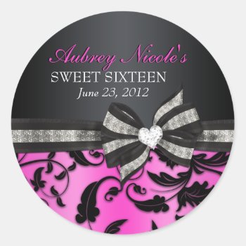 Floral Swirl Sweet Sixteen Sticker by InvitationBlvd at Zazzle
