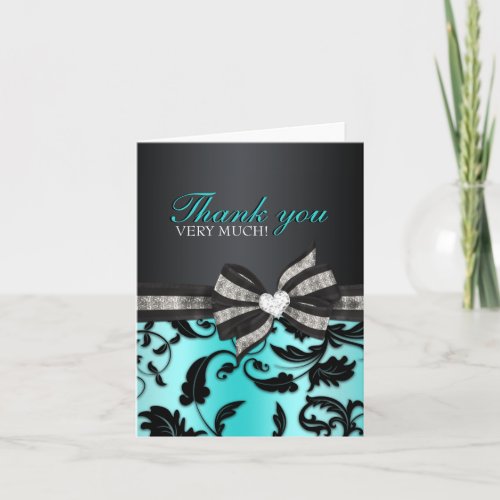Floral Swirl Sweet Sixteen Thank You Card