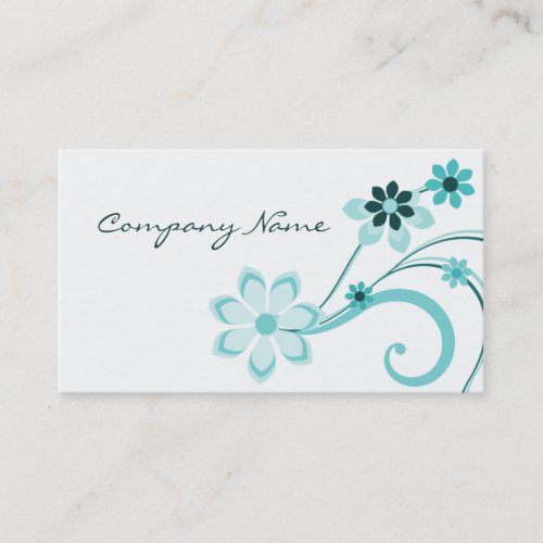 Floral Swirls Business Card Turquoise Business Card