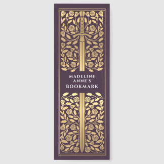 Floral Sword Medieval Fantasy Name Bookmarks