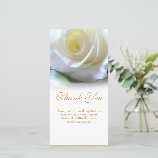 Floral Sympathy Funeral Thank You Custom Photo Card (Standing Front)