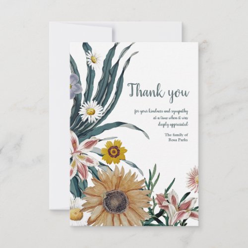 Floral Sympathy Thank You Card