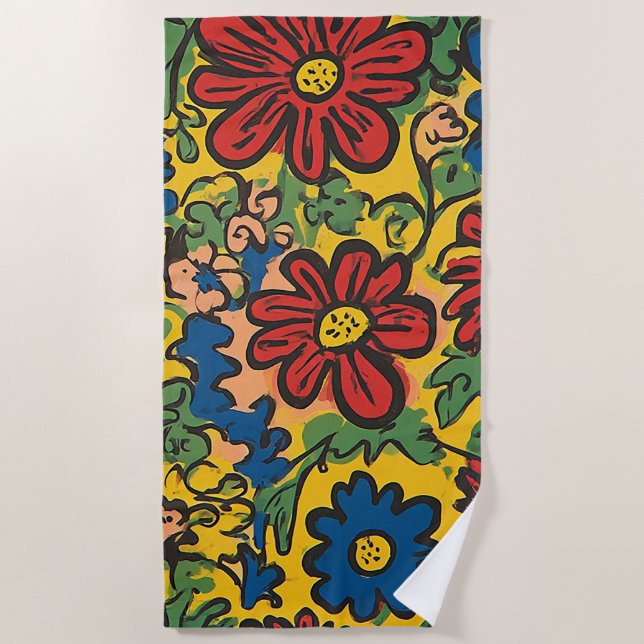Floral Symphony Beach Towel (Front)