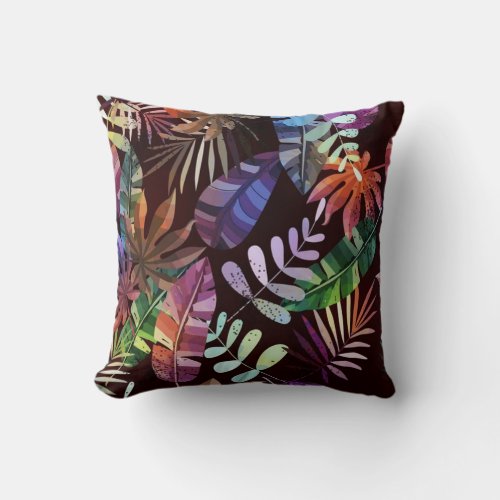 Floral Symphony Colorful Abstract of Flowers and  Throw Pillow