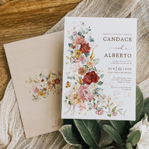 Floral Symphony Colorful Boho Garden Wedding Invitation