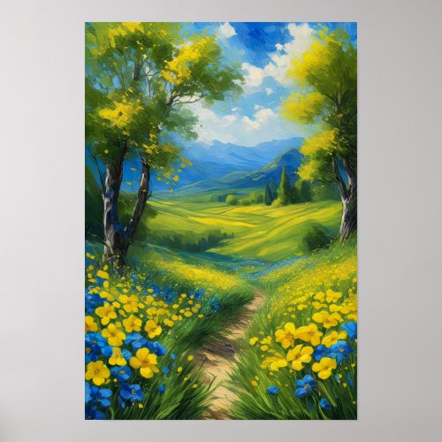 Floral Symphony Green Valley Poster