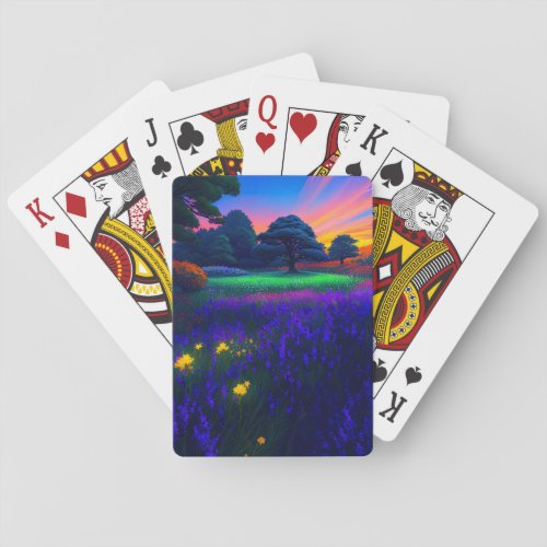 Floral Symphony Natures Dance in Twilight Playing Cards