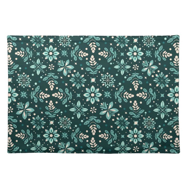 Floral Symphony Pattern Cloth Placemat (Front)