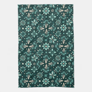 Floral Symphony Pattern Kitchen Towel