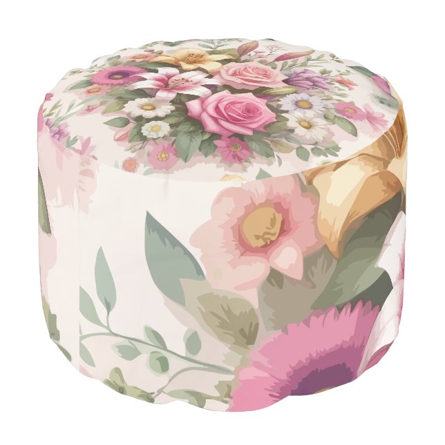 Floral Symphony  Pouf (Angled Back)