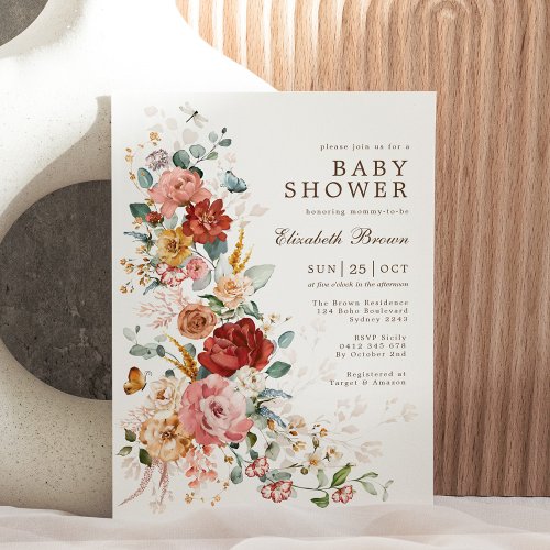 Floral Symphony  Pretty Garden Flower Baby Shower Invitation