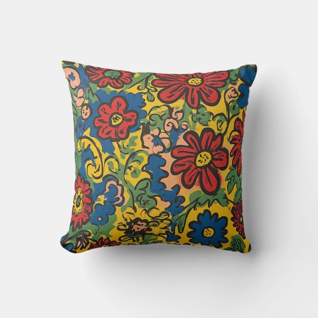 Floral Symphony Throw Pillow (Front)