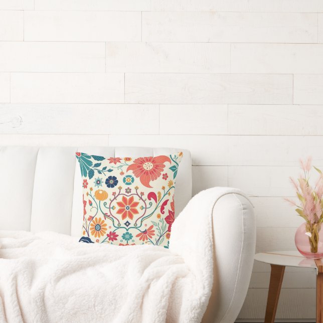 Floral Symphony Throw Pillow (Couch)
