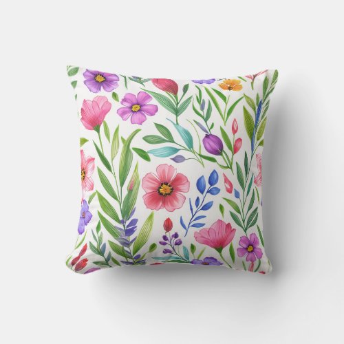 Floral Symphony Throw Pillow