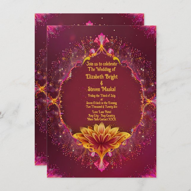 Floral Symphony: Wedding Elegance Collection Invitation (Front/Back)