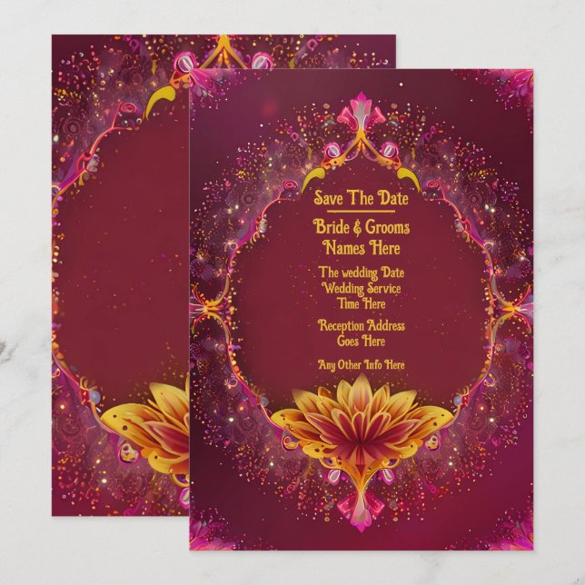 Floral Symphony: Wedding Elegance Collection Save The Date (Front/Back)