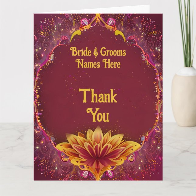 Floral Symphony: Wedding Elegance Collection Thank You Card (Front)