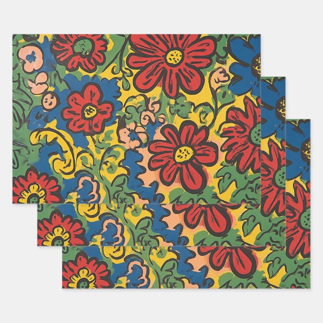 Floral Symphony Wrapping Paper Sheets (Set)