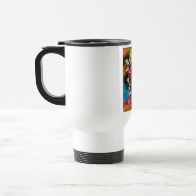 floral t-shirt travel mug (Left)