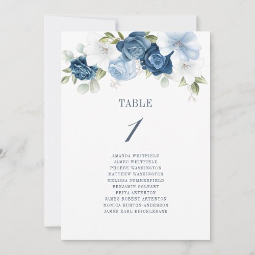 Floral Table Number 1 Dusty Blue Seating Chart