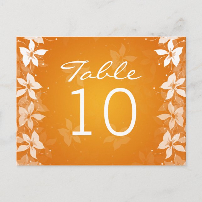 Floral Table Number Exotic Blooms Orange (Front)