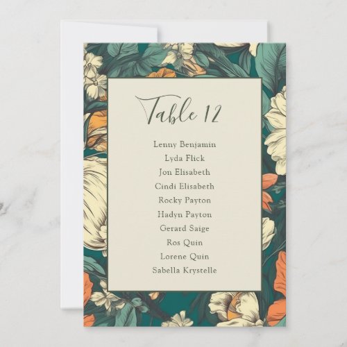 Floral Table Number Seating Chart