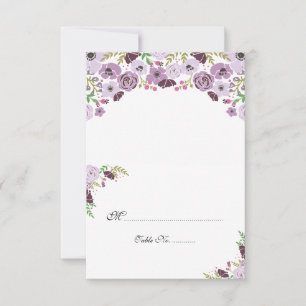 Floral Table Place Card     You Fold Purple