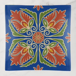 Floral Talavera Tile Trinket Tray