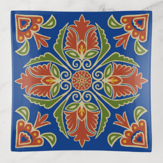 Floral Talavera Tile Trinket Tray