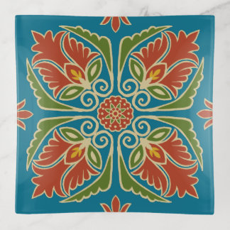 Floral Talavera Tile Trinket Tray