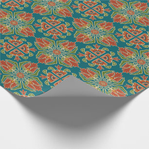 Floral Talavera Tile Wrapping Paper
