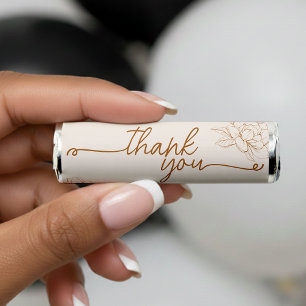 Floral Tan Brown Bridal Shower Thank You Favor