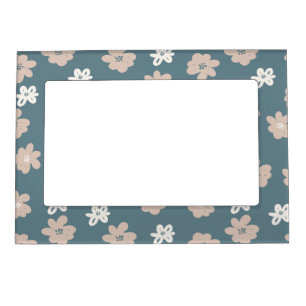 Floral Tan Sage Green Cute Farmhouse Pattern Magnetic Frame