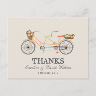 Floral Tandem Bicycle Wedding Thank You Postcard