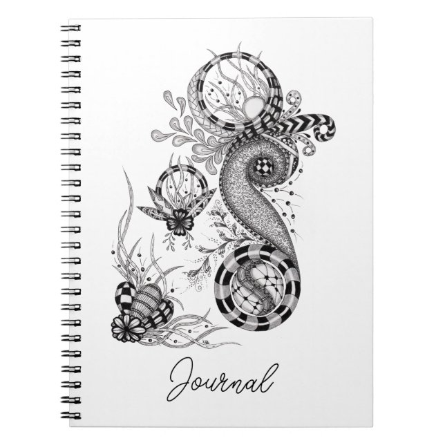 Floral Tangle Drawing -  Notebook (Front)