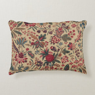 Floral Tapestry Needlework Flower Art Accent Pillow