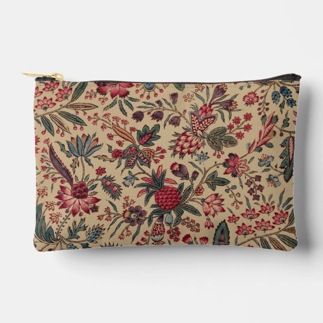 Floral Tapestry Needlework Flower Art Accessory Pouch (Front)