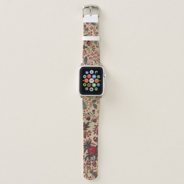 Floral Tapestry Needlework Flower Art Apple Watch Band (Front)