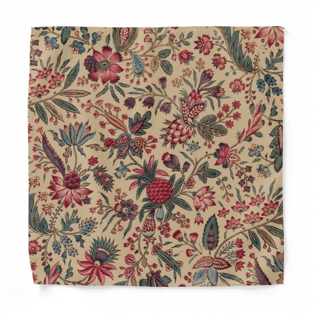 Floral Tapestry Needlework Flower Art Bandana (Front)