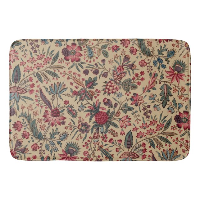 Floral Tapestry Needlework Flower Art Bath Mat (Front)