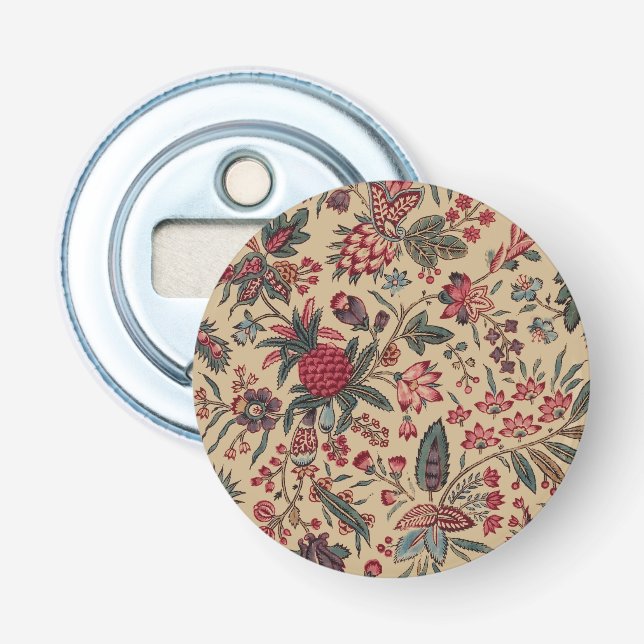 Floral Tapestry Needlework Flower Art Bottle Opener (Front)